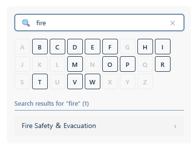 Keyword-Suche mit alphabetischer Filterung